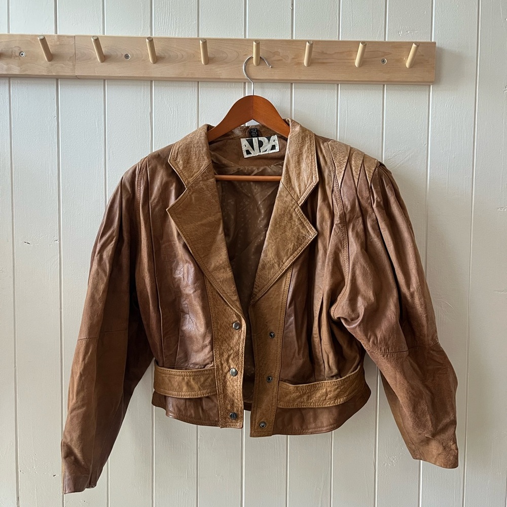 80s Vintage Cropped Leather Jacket